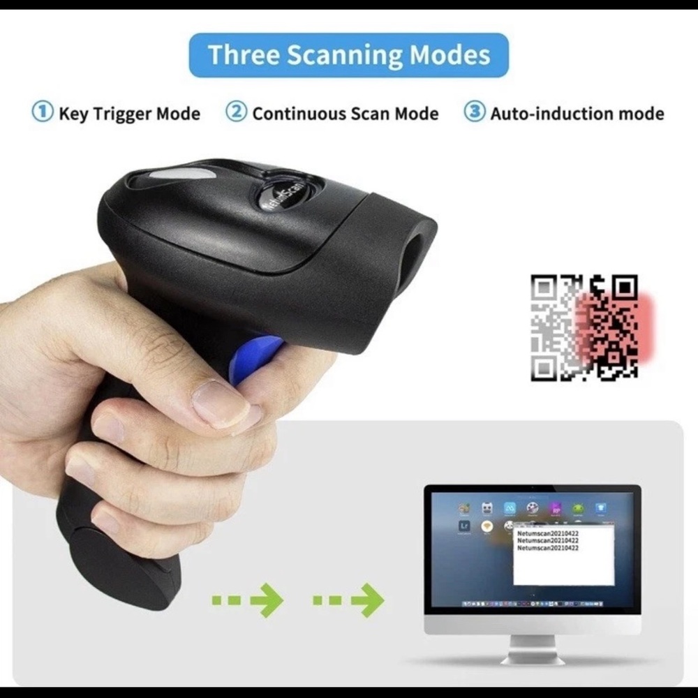NetumScan Black Wireless Barcode Scanner
